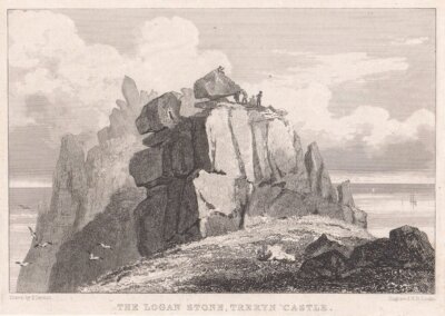 The Logan Stone Treryn Castle (antique print)