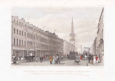 Part of Lord Street, with St. George's Church in the distance.