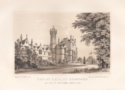 Manley Hall, Co. Stafford.  The Seat of John Shawe Manley. m Esq.  (antique print)