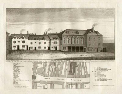 A View of the South Front of the North Side of the Marshalsea Prison.....  (antique print)