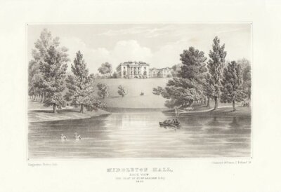 Middleton Hall, Back View.  The Seat of Edwd. Abadam. Esq. 1853.  (antique print)