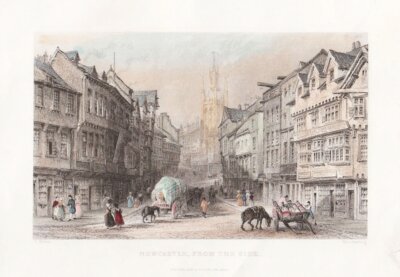 Newcastle from the side.  (antique print)