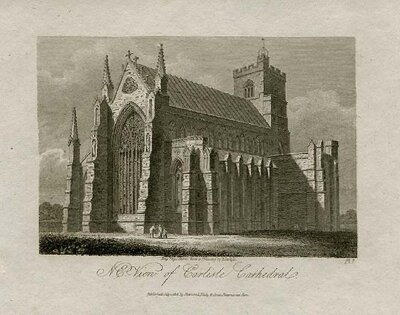 N E View of Carlisle Cathedral (antique print)