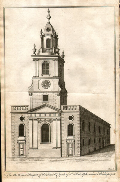 The North East Prospect of the Parish Church of St Botolph without Bishopsgate