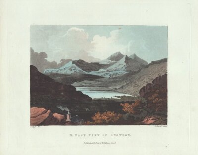 N. East View of Snowdon.  (antique print)