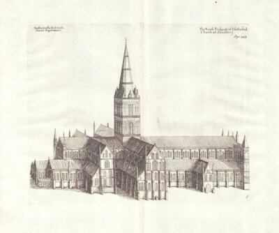 The North Prospect of ye Cathedral Church of Salisbury   (antique print)