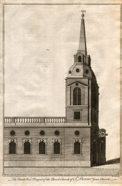 The North West Prospect of the Parish Church of St Bennet Grace Church