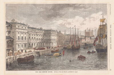 The Old Custom House.   (antique print)