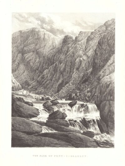 The Pass of Pont -y-Glaslyn.  (antique print)