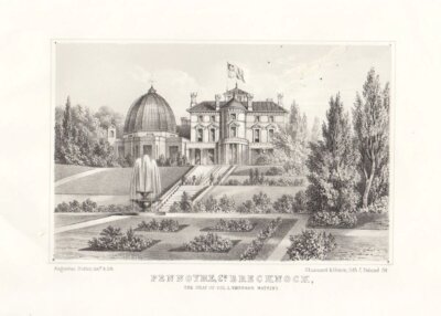 Pennoyre, Co. Brecknock, the Seat of Col. Vaughan Watkin.  (antique print)