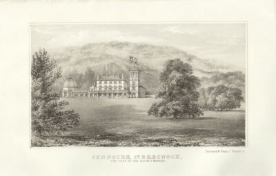 Pennoyre, Co. Brecknock.  The Seat of Col Lloyd V. Watkins.  (antique print)