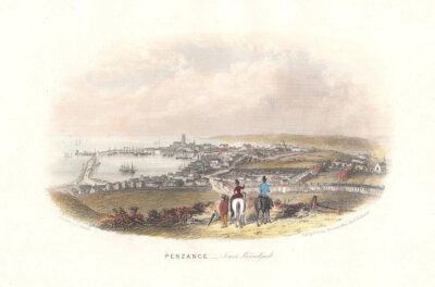 Penzance from Lescudjack.  (antique print)