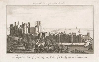 Perspective View of Caernarvon Castle in the County of Caernarvon 