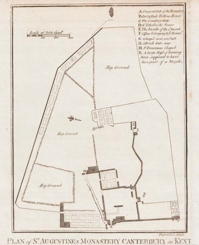Plan of St Augustine's Monastery Canterbury in Kent
