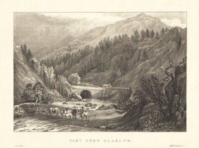 Pont Aber Glaslyn.  (antique print)