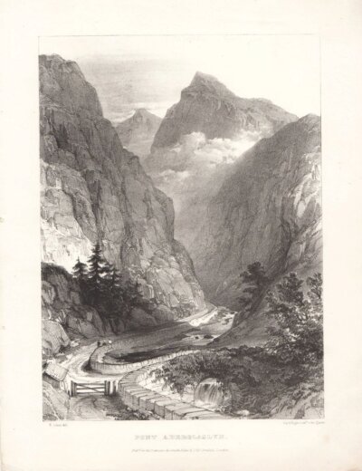 Pont Aberglaslyn.  (antique print)