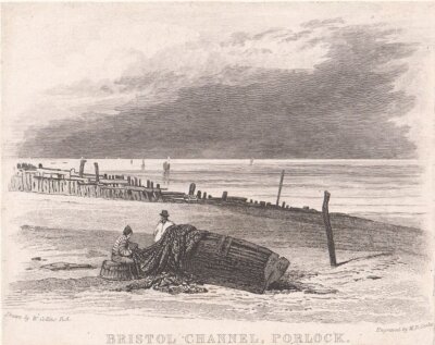 Bristol Channel, Porlock.  (antique print)