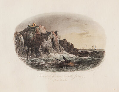 Ruins of Grosnez Castle Jersey from the sea