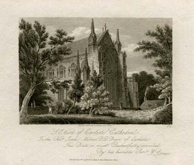 S E View of Carlisle Cathedral (antique print)