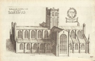 The South Prospect of the Cathedral Church of Bath  (antique print)