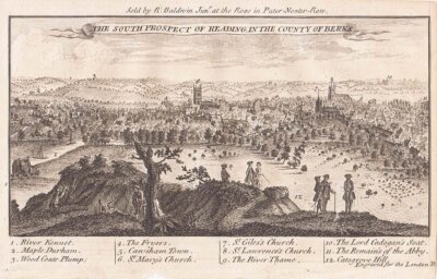 The South Prospect of Reading in the County of Berks.