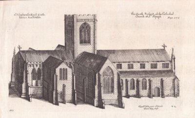 The South Prospect of the Cathedral Church of St Asaph  (antique print)