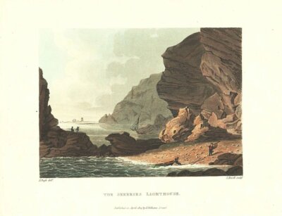 The Skerries Lighthouse.  (antique print)