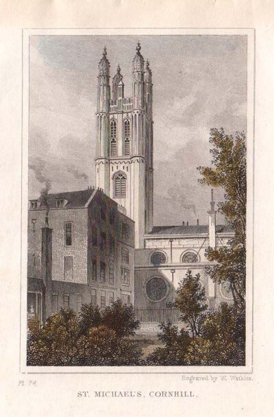 St Michael's Cornhill  (antique print)
