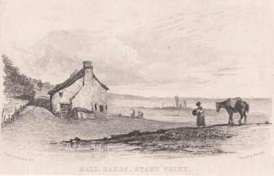 Hall Sands, Start Point.  (antique print)