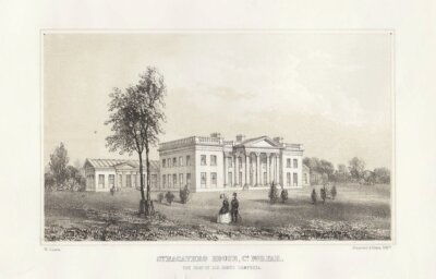 Stracathro House, Co. Forfar.  The Seat of Sir James Campbell.  (antique print)