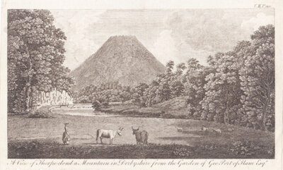 A View of Thorpe-Cloud a mountain in Derbyshire from the Garden of Geo Port of Ilam Esq 