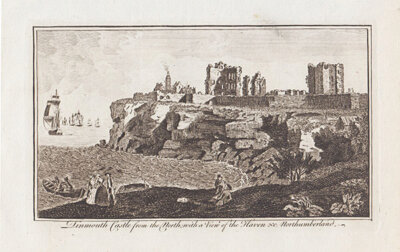 Tinmouth Castle from the North with a view of the Haven &c Northumberland