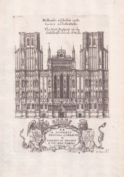 The West Prospect of the Cathedral Church of Wells.  (antique print)