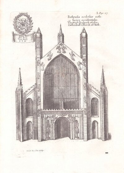 The West Prospect of the Cathedral Church of Bath  (antique print)
