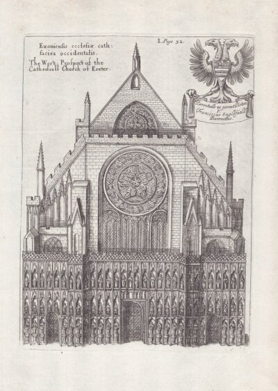 The West Prospect of the Cathedral Church of Exeter (antique print)