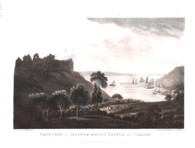 West View of Oyster Mouth Castle and Village. 