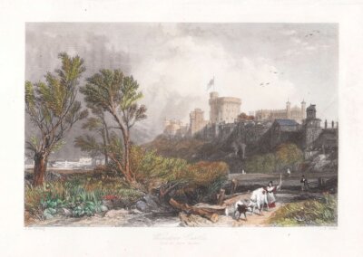 Windsor Castle from the Clewer Meadow.  (antique print)