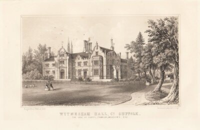 Witnesham Hall, Co. Suffolk.  The Seat of Daniel harles Meadows.  Esq.  (antique print)