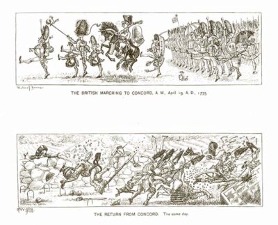 The British Marching to Concord AM April 19 AD 1775 and The Return from Concord The same Day