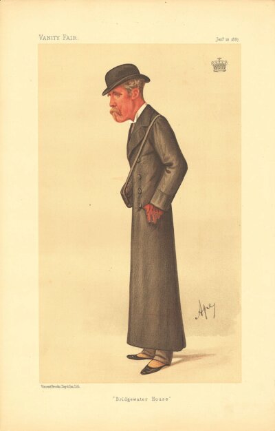 Francis Egerton, 3rd Earl of Ellesmere.  (antique print)
