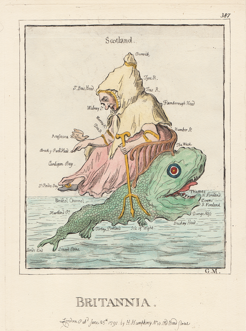 Britannia - James Gillray.  (antique map)