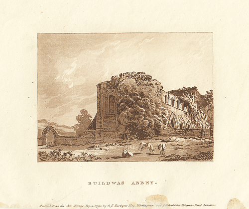 Buildwas Abbey.  (antique print)