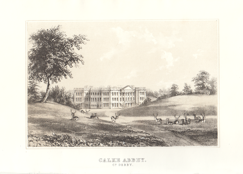 Calke Abbey.  Co. Derby.  (antique print)