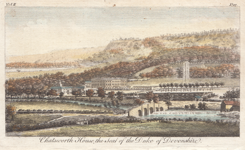 Chatsworth House the Seat of the Duke of Devonshire  (antique print)