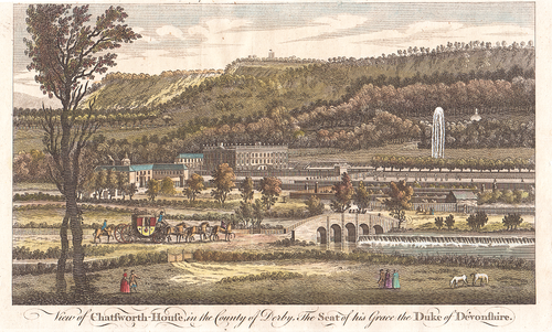 View of Chatsworth House in the County of Derby The Seat of his Grace the Duke of Devonshire (antique print)