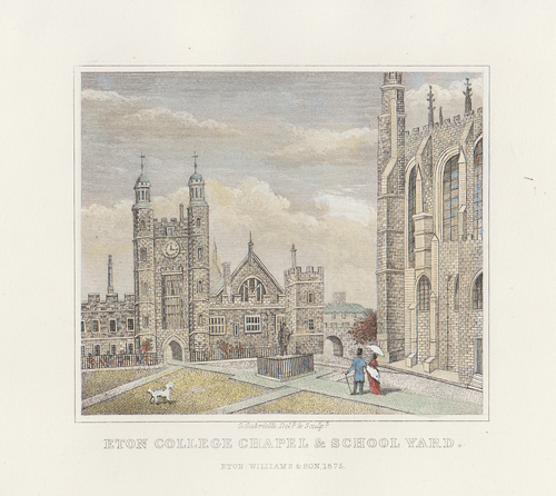 Eton College Chapel & School Yard.  (antique print) 