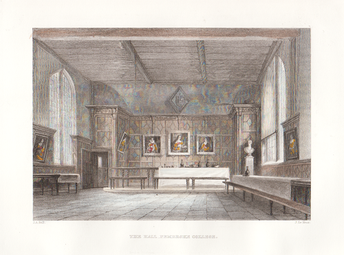 The Hall, Pembroke College.  (antique print)