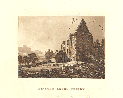 Minster Lovel Priory.  (antique print)