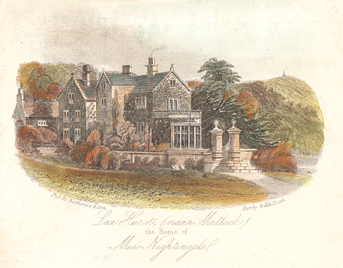 Lea Hurst near Matlock the home of Miss Nightingale (antique print)