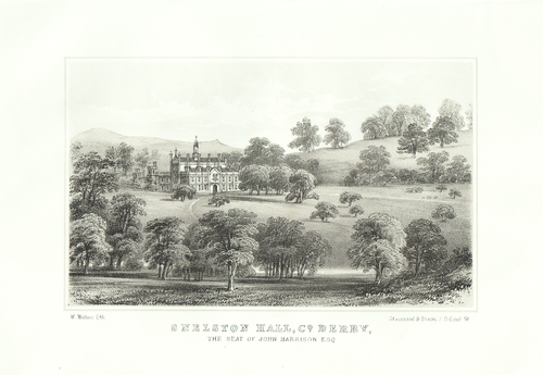 Snelston Hall, Co. Derby.  The Seat of John Harrison. Esq.  (antique print)